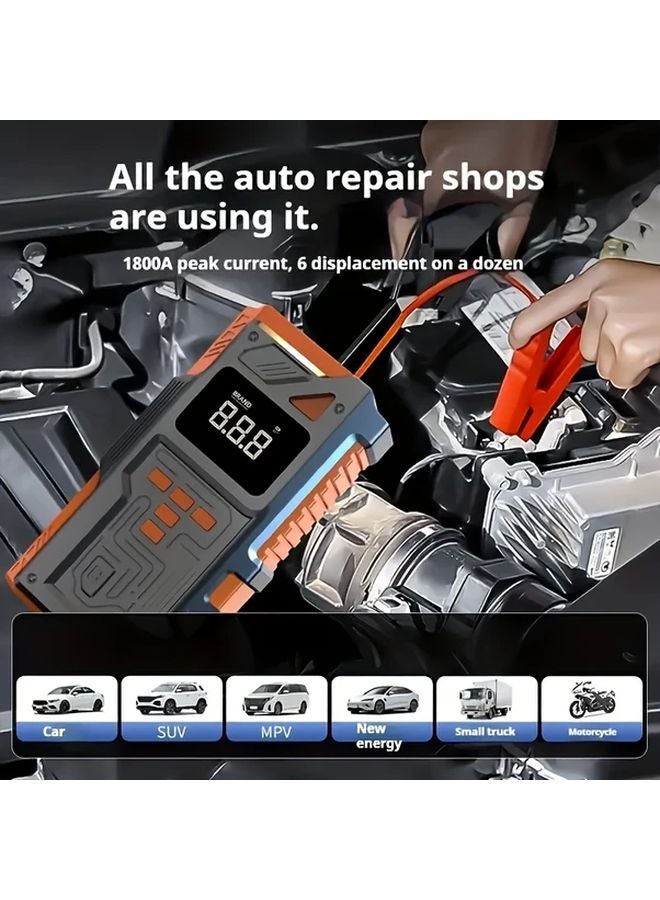 Multifunctional Car Jump Starter With Air Compressor And LED Flashlight Orange ABS - Image 5
